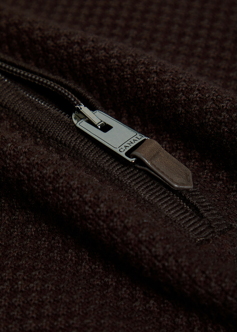 Canali Textured-knit Cotton Polo Shirt Brown