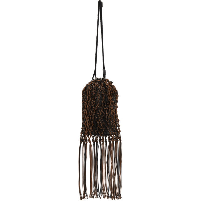 Photo: Jil Sander Black and Brown Medium Net Drawstring Pouch