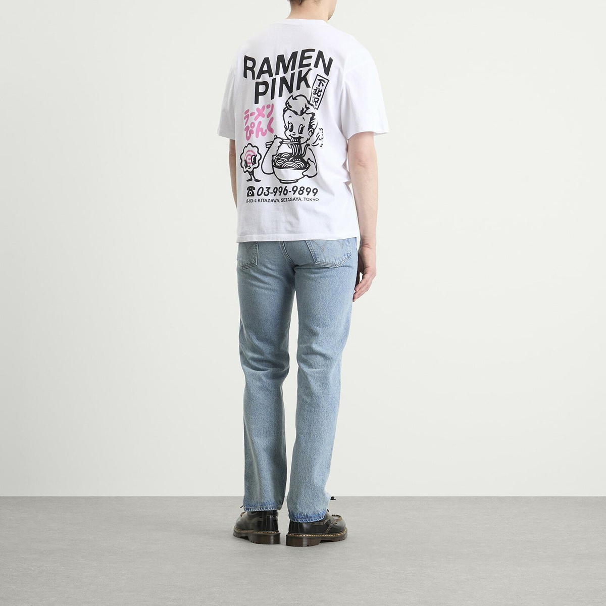 Edwin Men's Ramen Pink TS in White