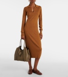 Tod's Ribbed-knit silk and cotton midi dress