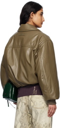 Acne Studios Khaki Coated Faux-Leather Bomber Jacket