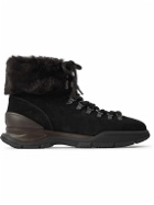 Brioni - Faux Fur-Trimmed Suede Hiking Boots - Black