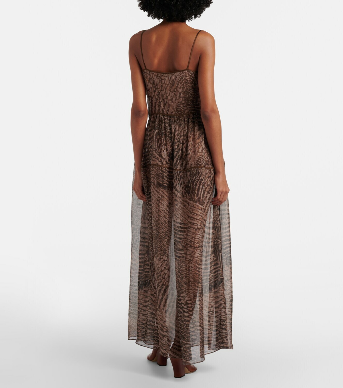 Jacques Wei Printed semi-sheer silk maxi dress