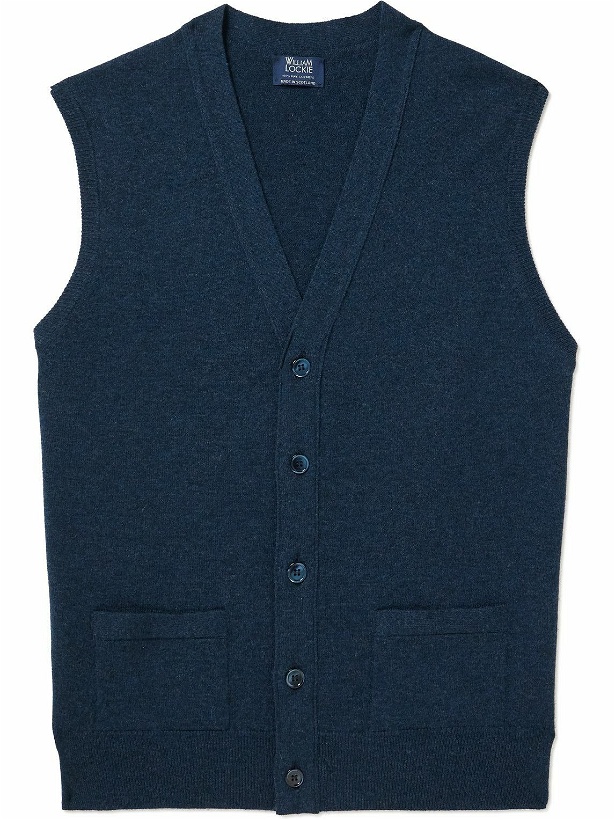 Photo: William Lockie - Oxton Cashmere Sweater Vest - Blue
