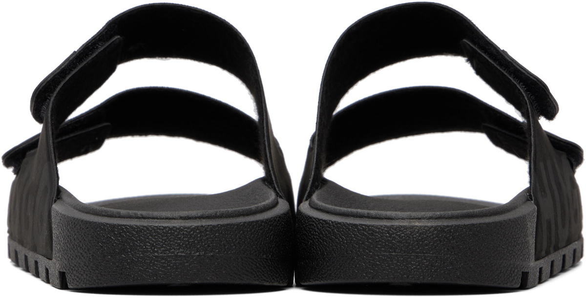 Hugo Black Faux-Suede Logo Detailing Sandals