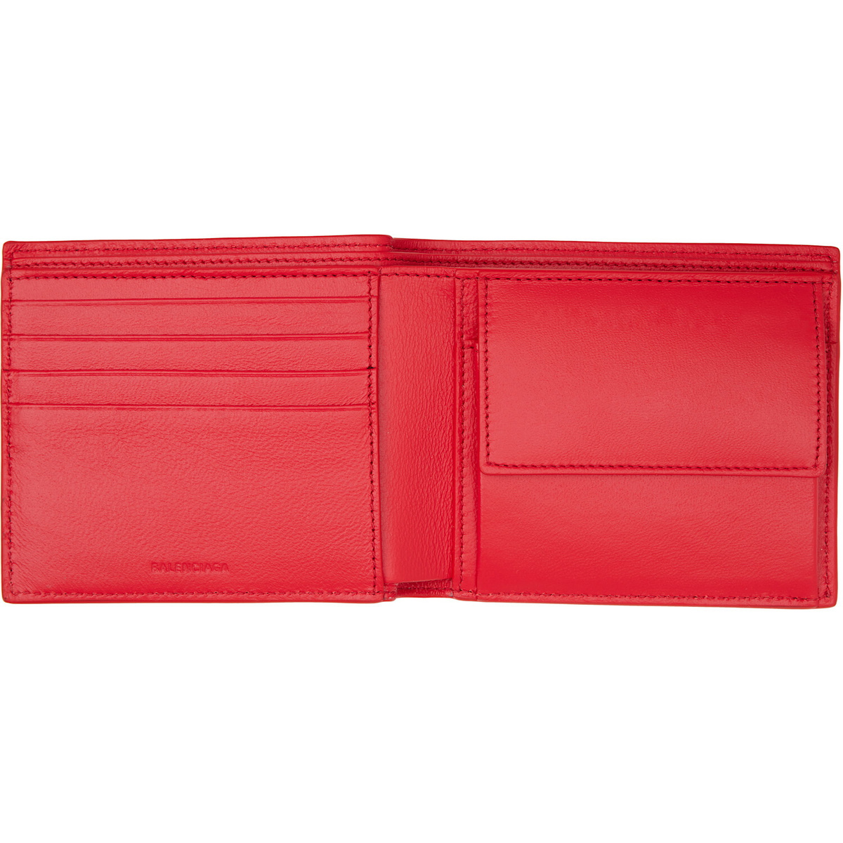 Balenciaga Red Cash Square Folded Coin Wallet