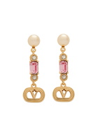 Valentino Garavani Ovalette Vlogo Swarovski Embellished Drop Earrings - Gold - One Size