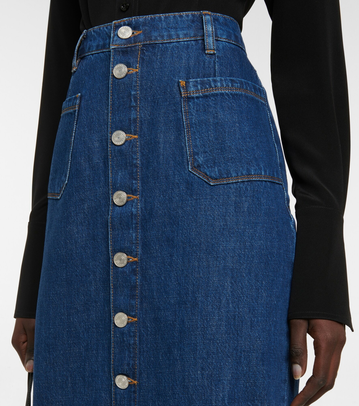 Frame Le Bardot denim midi skirt Frame Denim