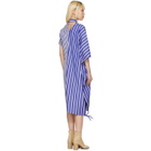Facetasm Blue and White Striped Asymmetric Shirt Dress
