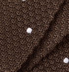 Beams F - 7cm Polka-Dot Knitted Silk Tie - Brown