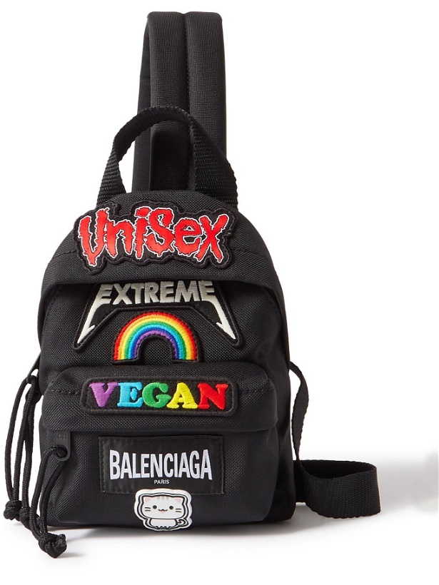 Photo: BALENCIAGA - Mini Appliquéd Nylon Backpack - Black