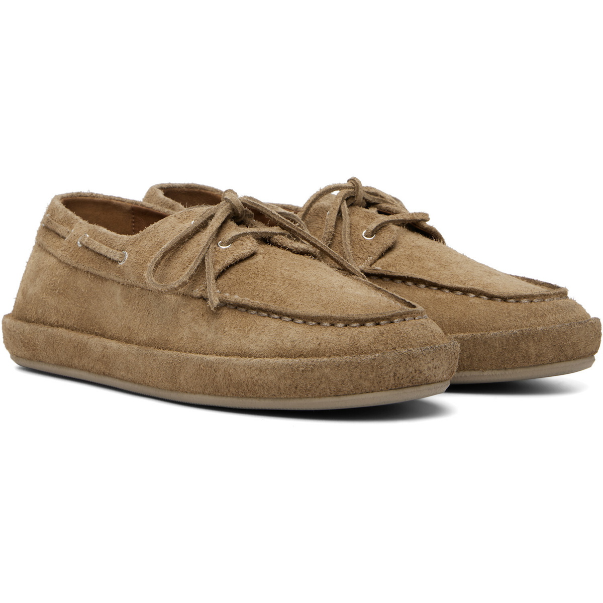 Marsèll Beige Scatopelle Suede Boat Shoes