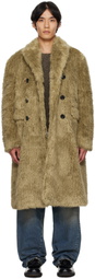 Andersson Bell Beige Fields Buttons Faux-Fur Coat