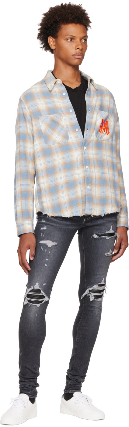 AMIRI Blue Stencil Plaid Shirt