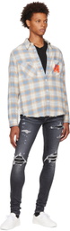 AMIRI Blue Stencil Plaid Shirt