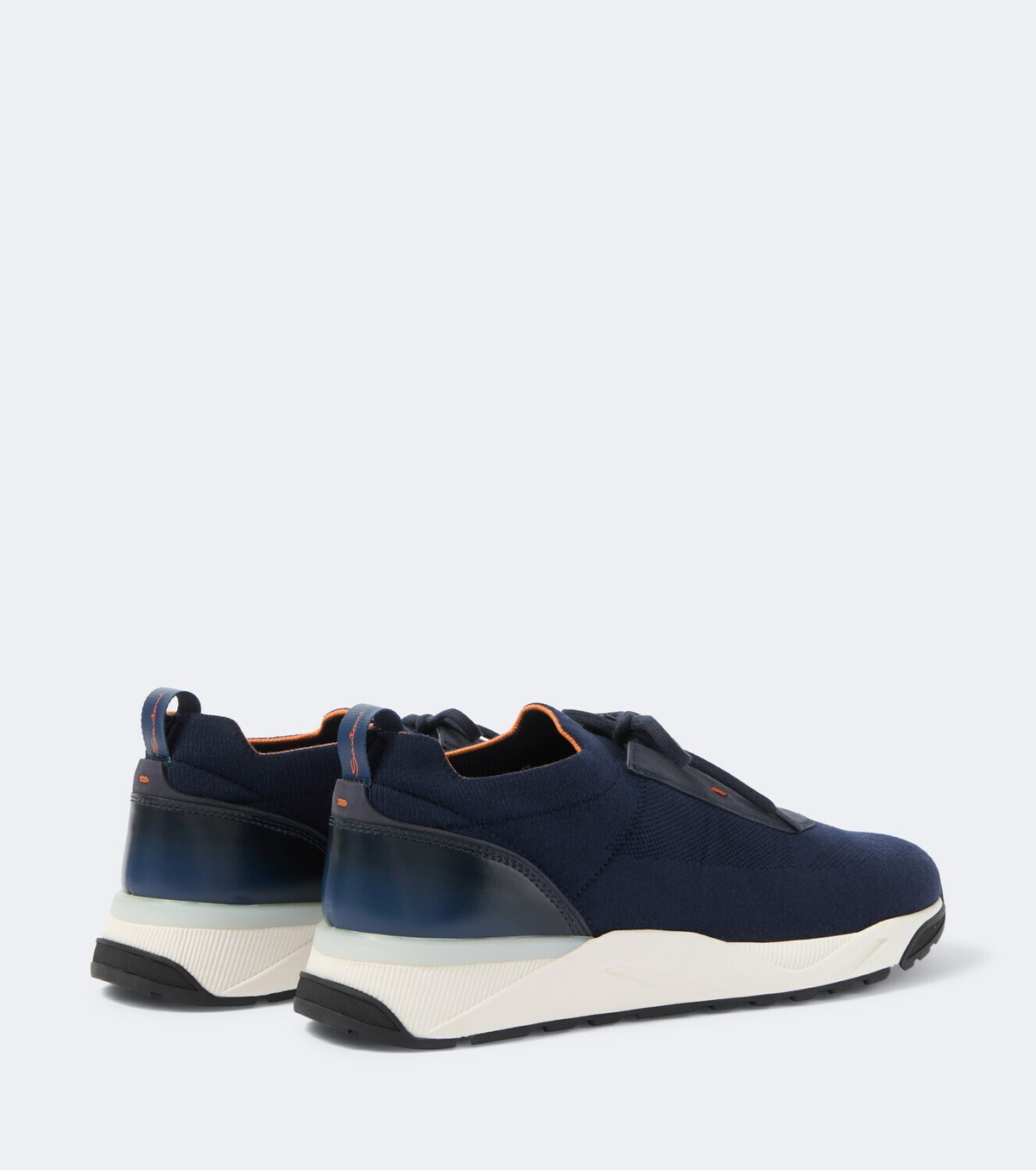 Santoni Leather-trimmed knitted sneakers