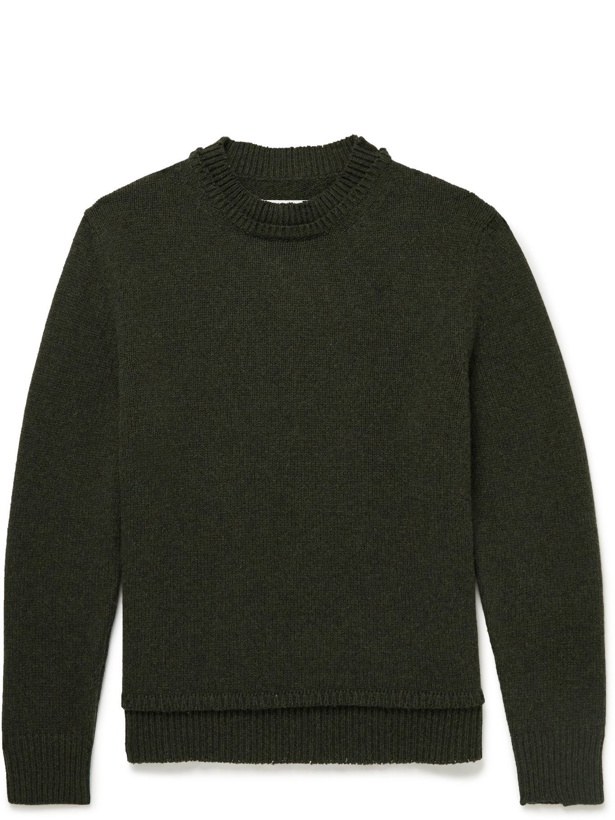 Photo: Maison Margiela - Suede-Trimmed Wool Sweater - Green