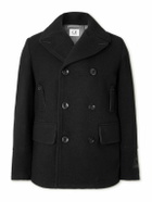 C.P. Company - Double-Breasted Brushed Virgin Wool Coat - Black