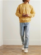 SAINT LAURENT - Logo-Embroidered Cotton-Jersey Sweatshirt - Yellow