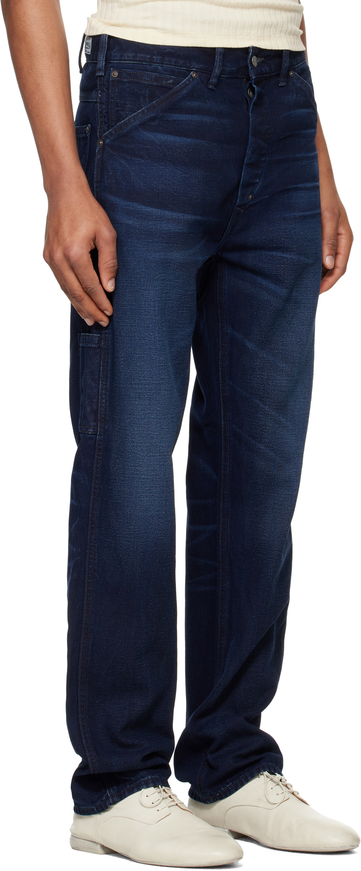 RRL Navy Engineer Fit Canvas Carpenter Trousers RRL
