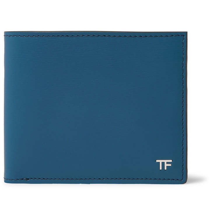 Photo: TOM FORD - Logo-Appliquéd Textured-Leather Billfold Wallet - Blue