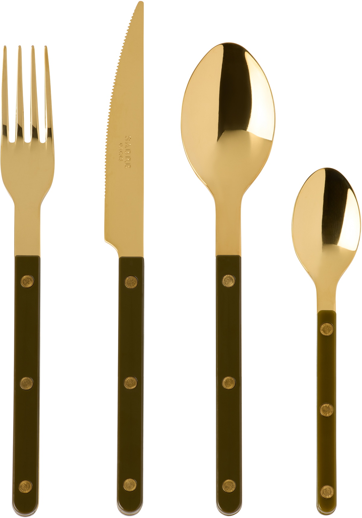 Sabre Gold & Green Bistrot Solid Flatware Set, 4 pcs