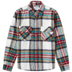 Portuguese Flannel Men's Metaplace Check 2 Pocket Overshirt in White/Navy/Red