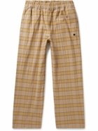 Acne Studios - Straight-Leg Checked Crinkled Cotton-Blend Flannel Trousers - Brown