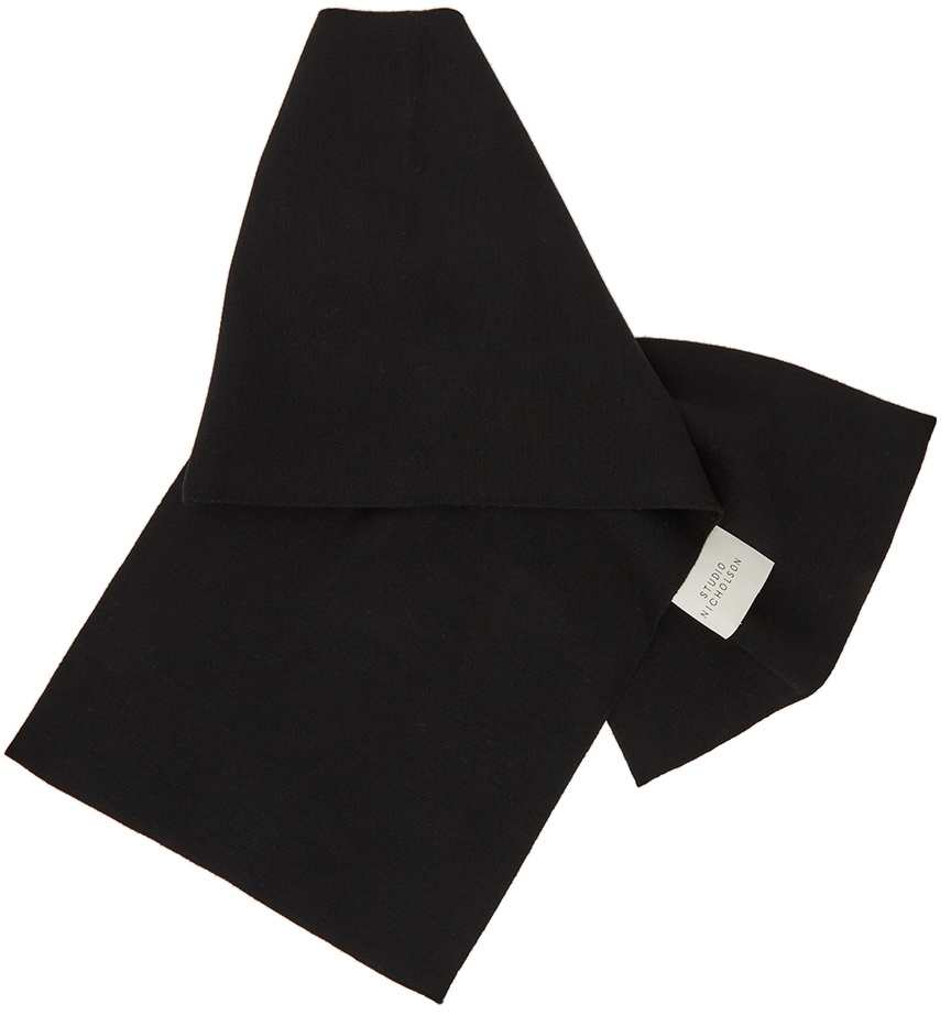 Studio Nicholson Black Wool Lino Scarf Studio Nicholson