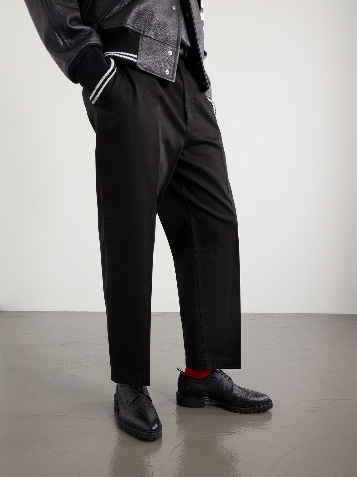 Thom Browne - Longwing Pebble-Grain Leather Brogues - Black