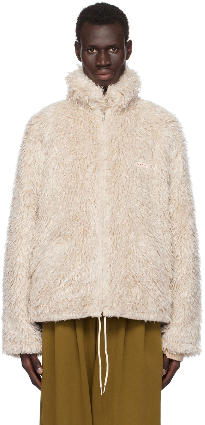 Marni Beige Shaggy Faux-Fur Jacket Marni