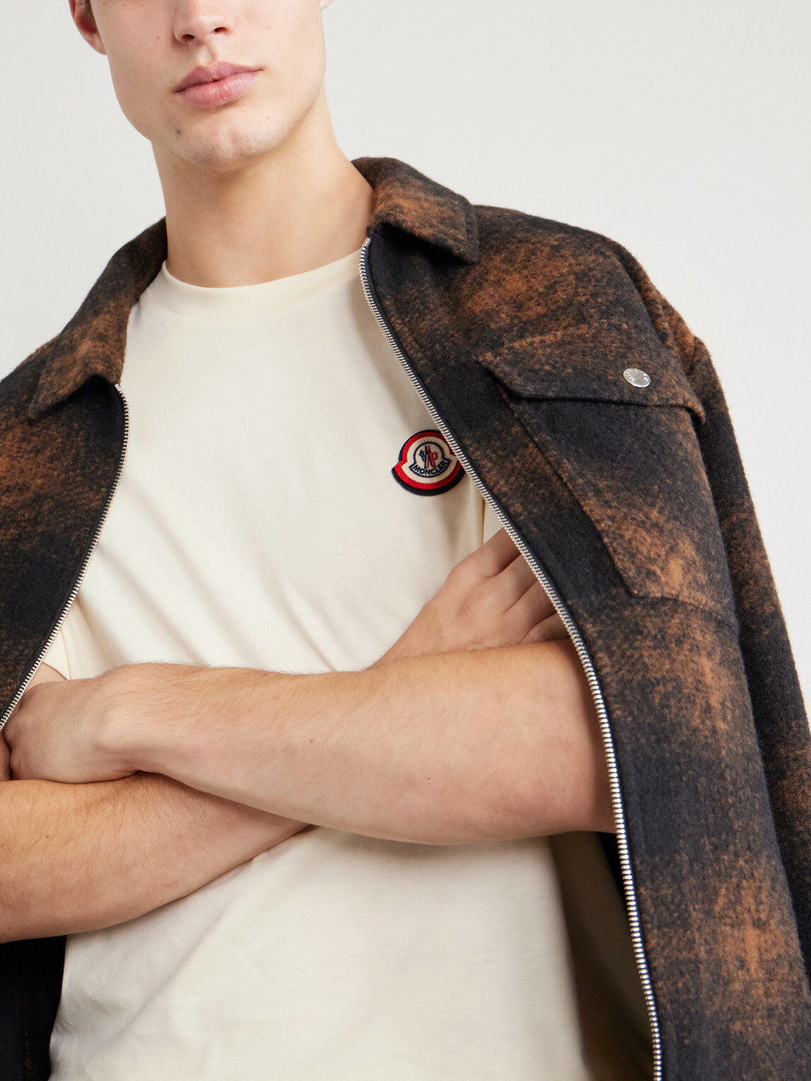 Moncler - Logo-Appliqué Cotton-Jersey T-Shirt - Neutrals