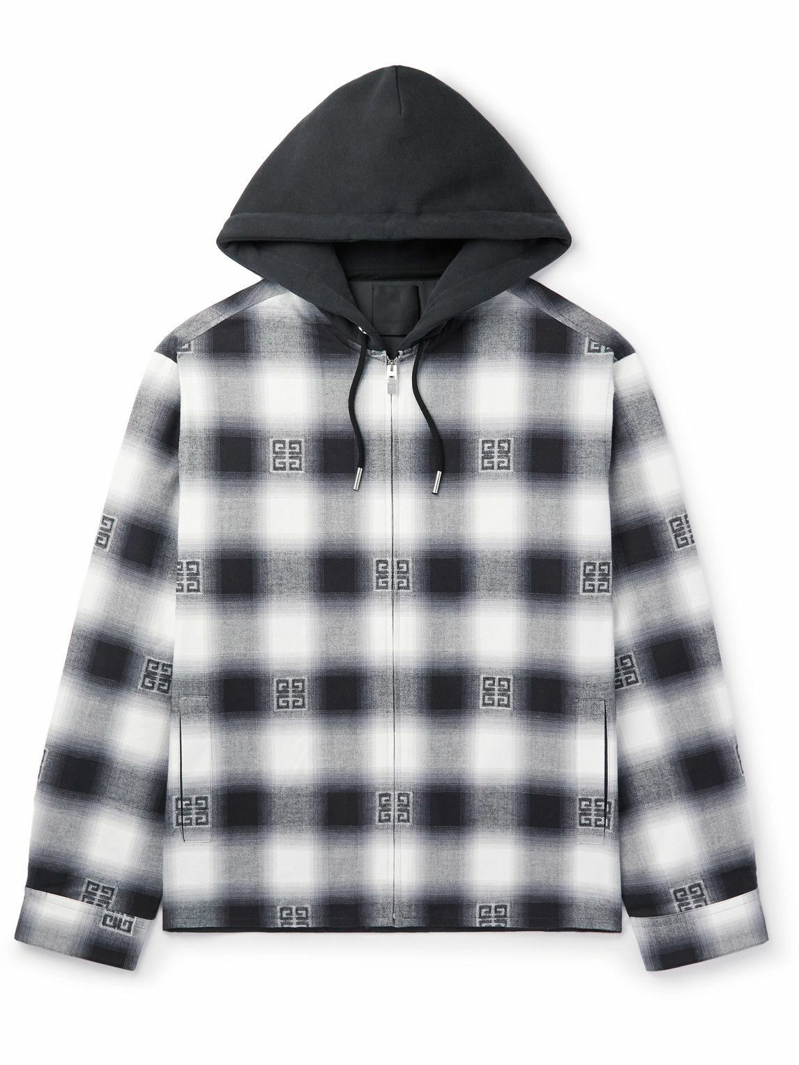 Givenchy Convertible Logo-detailed Cotton-trimmed Wool-jersey Hooded Bomber  Jacket in Green for Men
