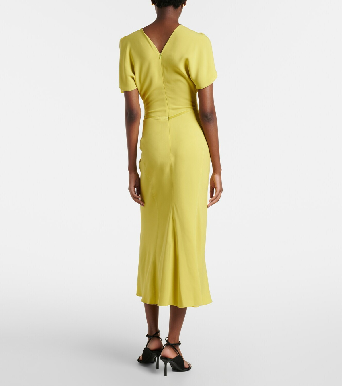 Victoria Beckham Bela gathered crêpe satin midi dress