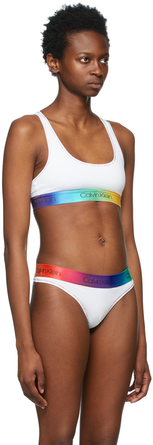 Calvin Klein Underwear White & Multicolor Pride Unlined Bralette Calvin  Klein Underwear
