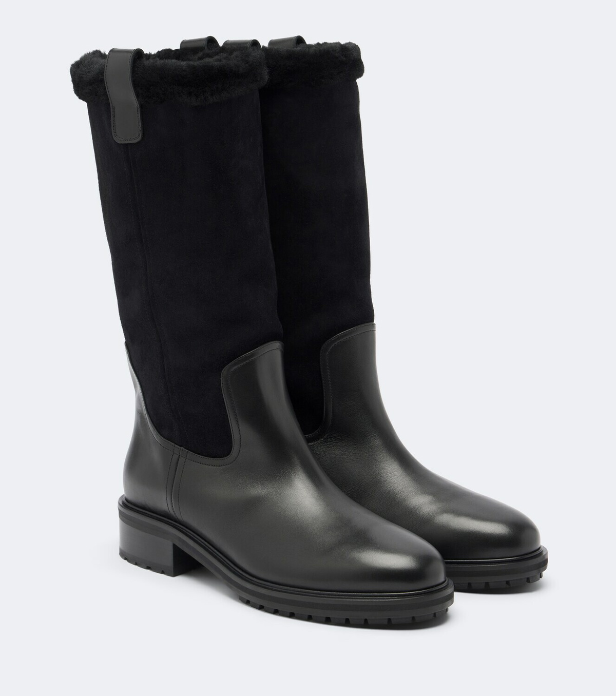 Aeyde Theo leather and suede knee-high boots