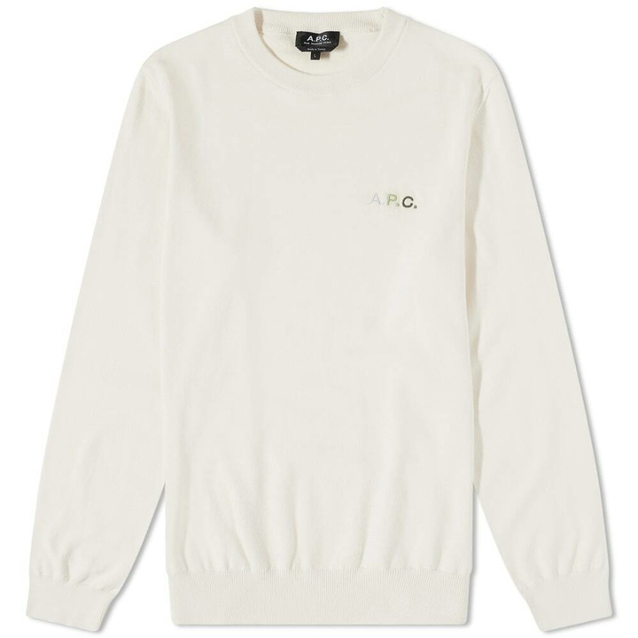 Photo: A.P.C. Men's A.P.C Sylvain Logo Crew Knit in White