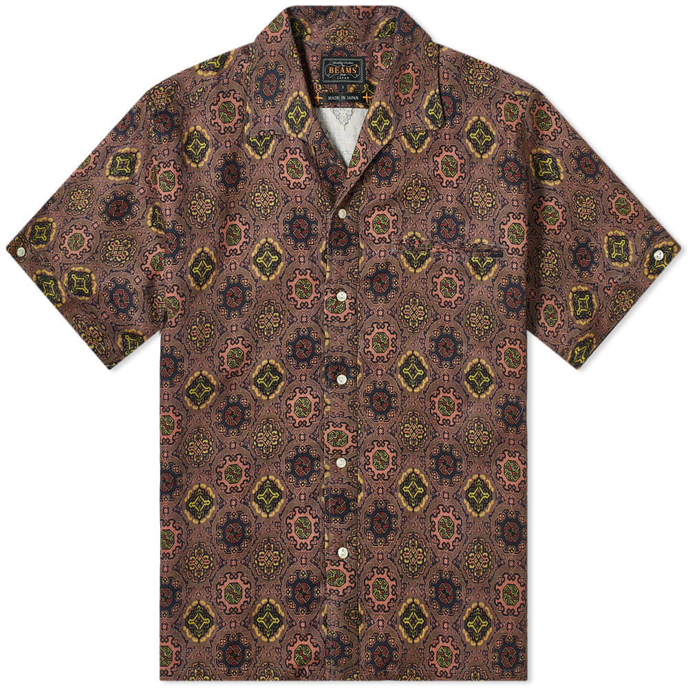 Beams Plus Short Sleeve Italian Collar Print Batik Shirt Beams Plus