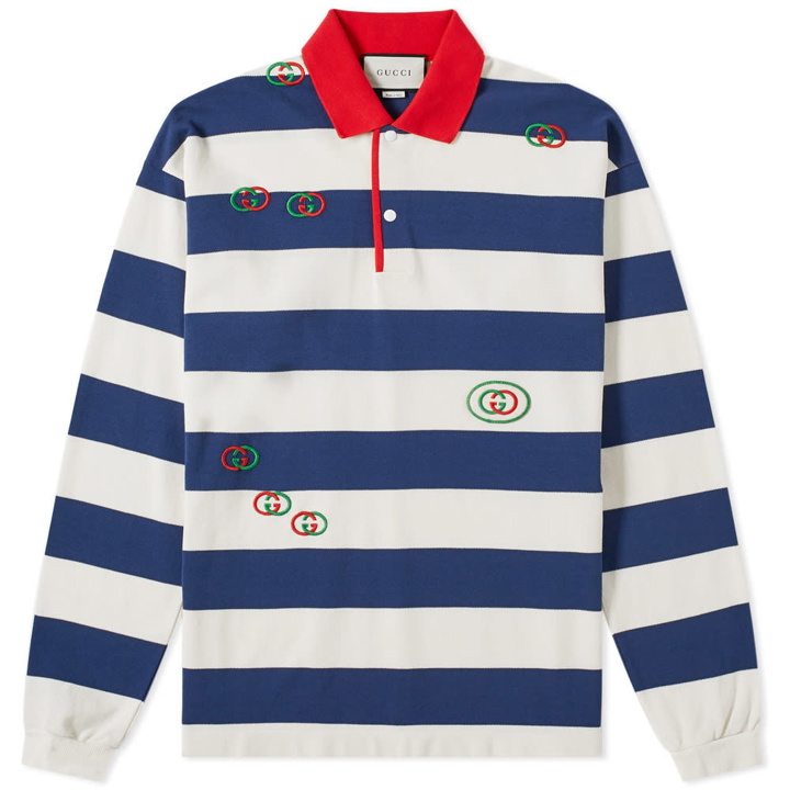Photo: Gucci Long Sleeve Striped Logo Polo