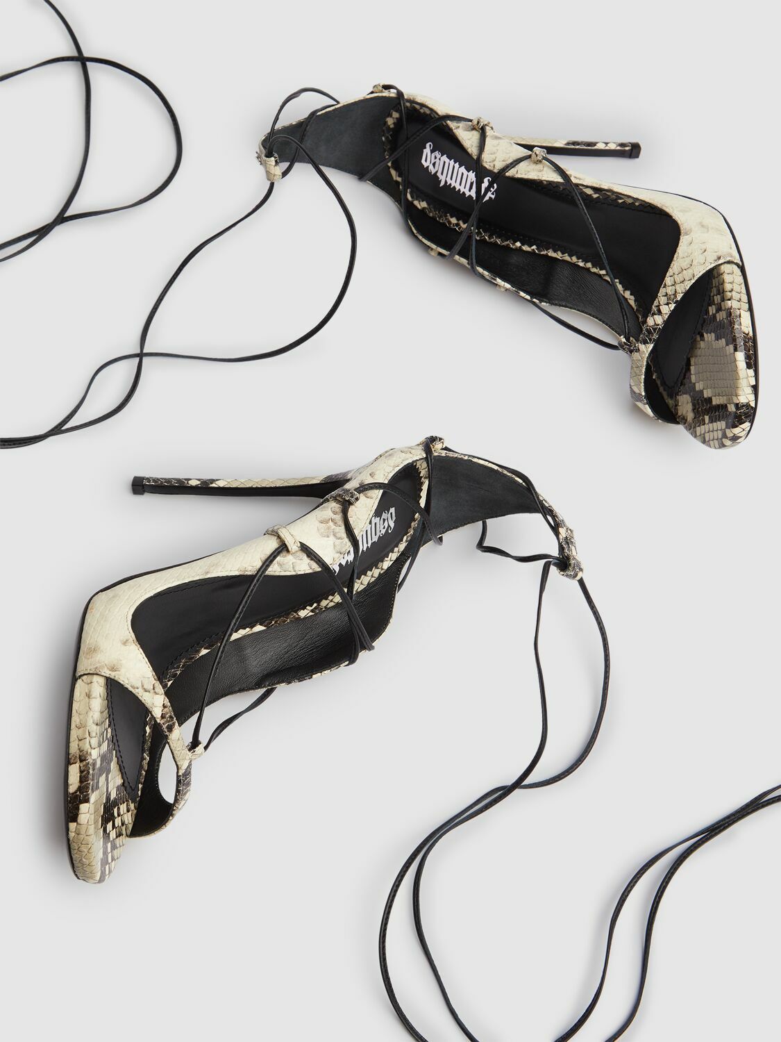 DSQUARED2 120mm Riri Python Print Leather Sandals Dsquared2