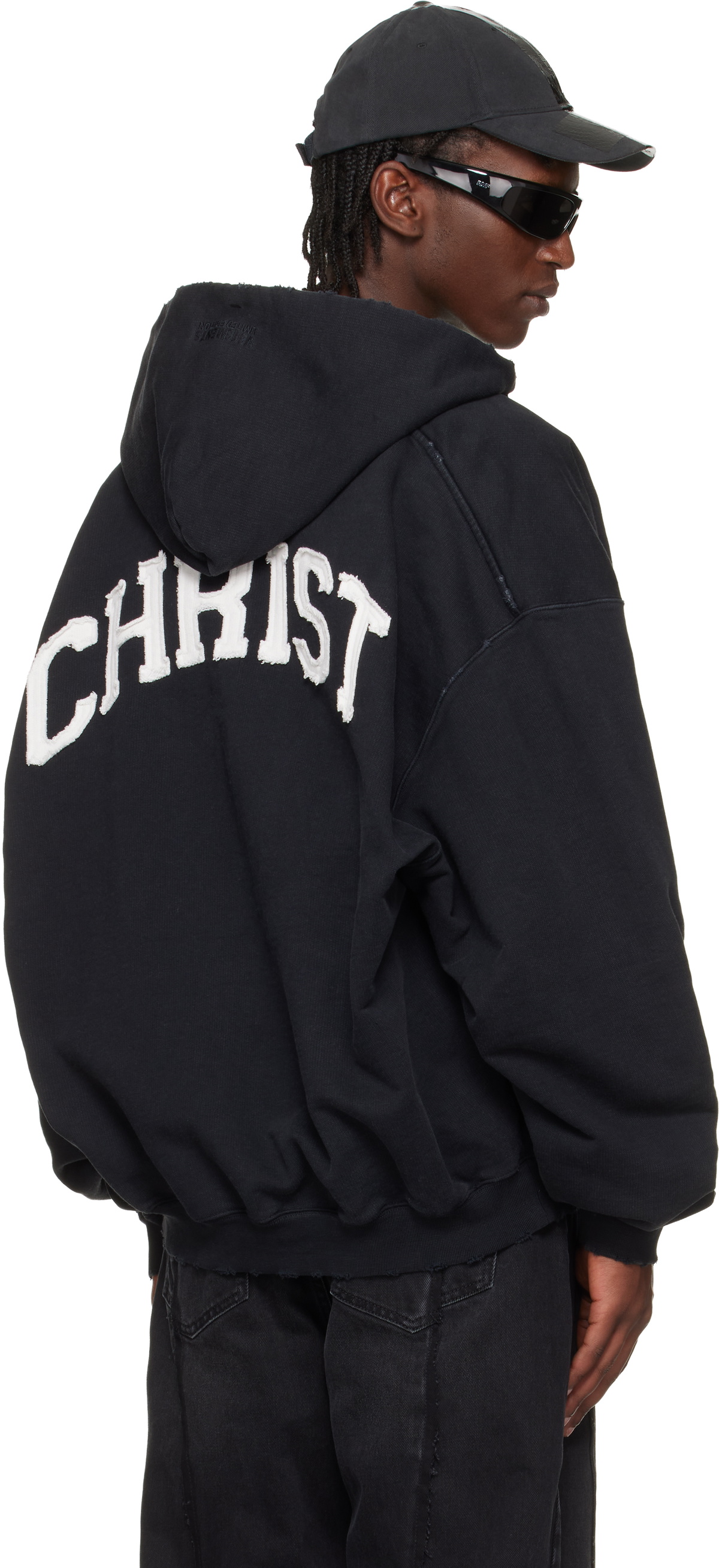 VETEMENTS Black 'Jesus Christ' Zip-Up Hoodie