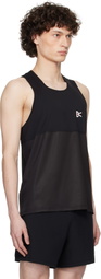 District Vision Black Panelled Mesh Singlet Tank Top