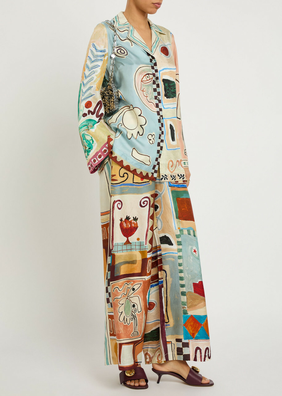 Alemais Michelle Printed Wide-leg Silk Trousers Multicoloured