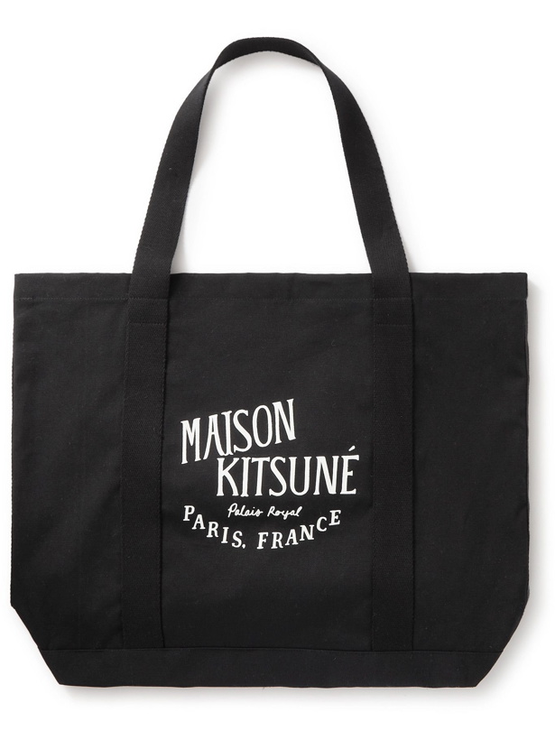 Photo: MAISON KITSUNÉ - Logo-Print Cotton-Canvas Tote Bag