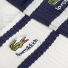 Sporty & Rich x Lacoste Ribbed Striped Socks in Marine/Farine