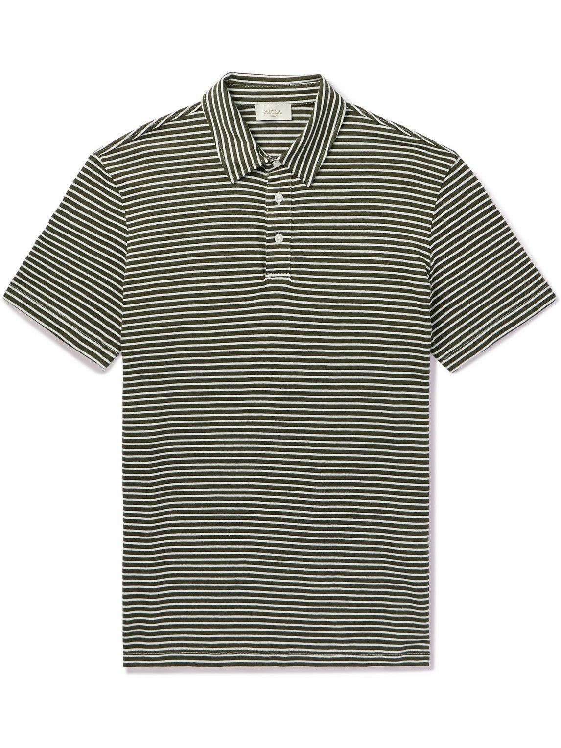 Altea - Smith Striped Linen and Cotton-Blend Polo Shirt - Blue Altea