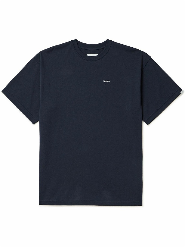 Photo: WTAPS - Logo-Embroidered Cotton-Jersey T-Shirt - Blue
