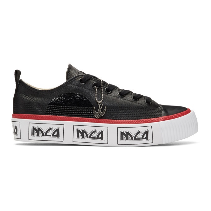 Photo: McQ Alexander McQueen Black and White Metal Logo Platform Sneakers