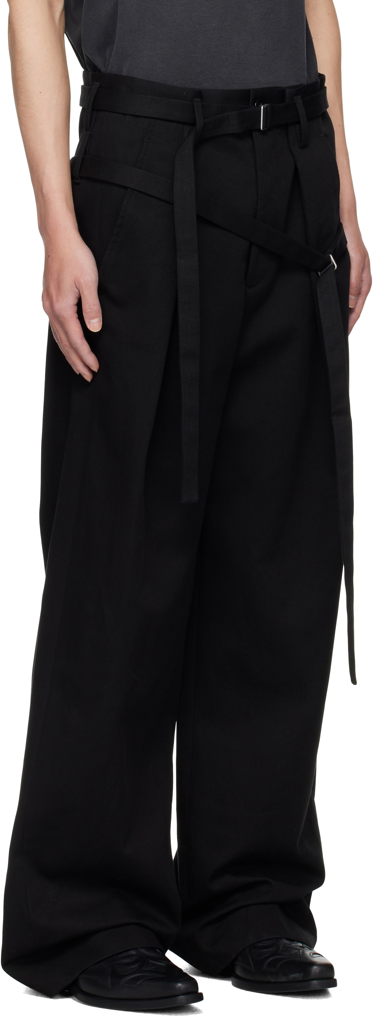 Ann Demeulemeester Black Woubrecht Double Belted Trousers