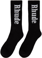 Rhude Black Vertical Logo Socks